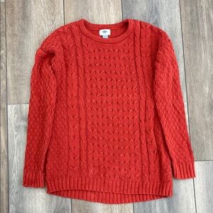 Burnt Orange Cable Knit Sweater